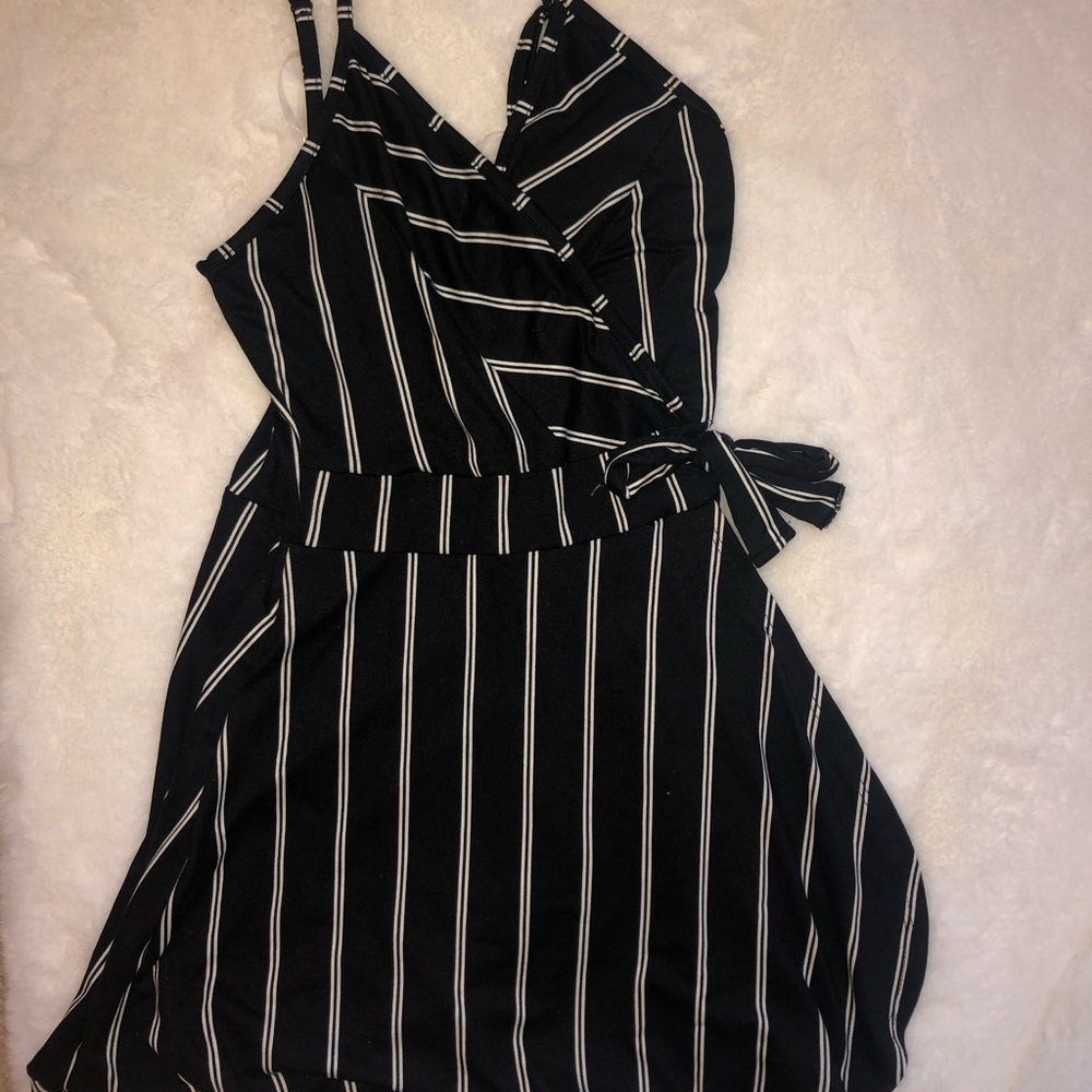 Black Striped Romper